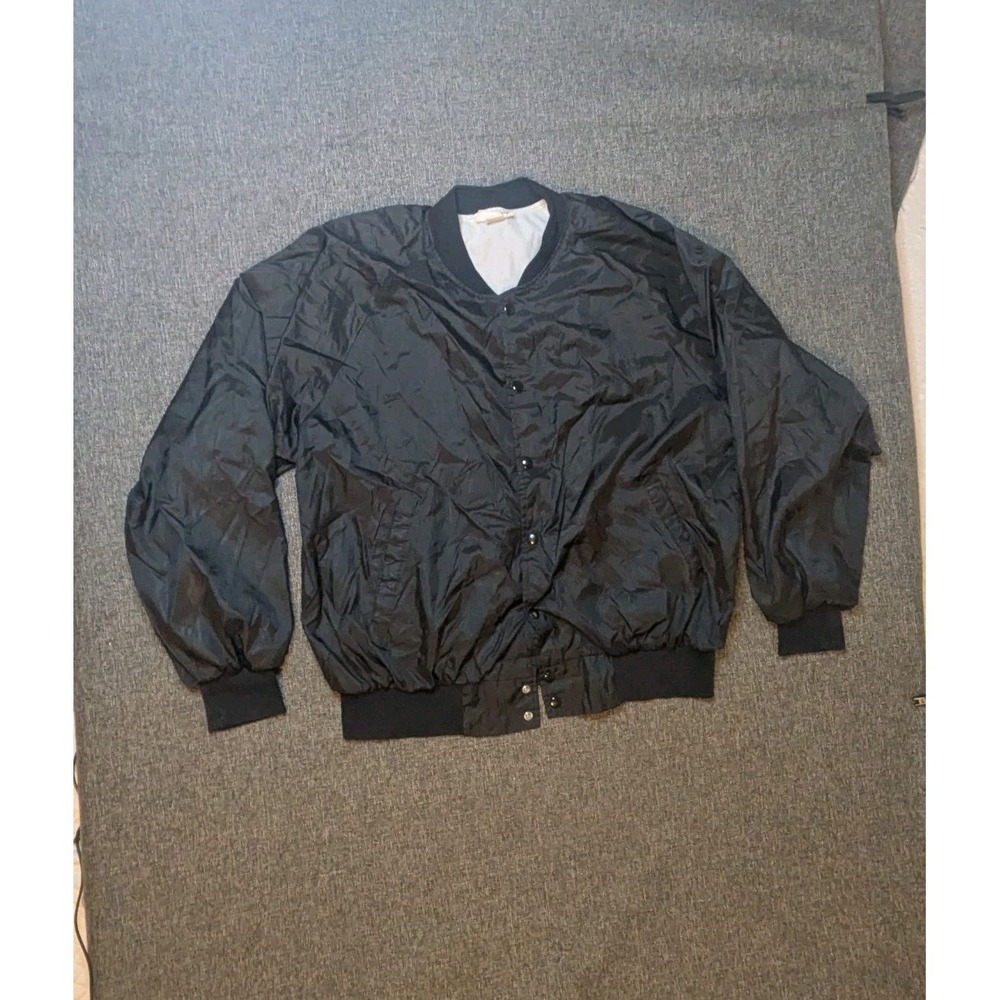 Vintage Hartwell Windbreaker Jacket Men's 2XL Black Long Sleeve Varsity Style